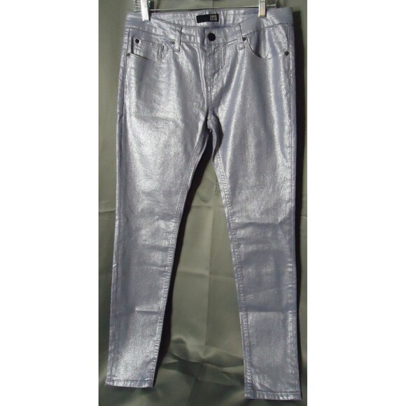 David Kahn Skinny Ankle Jeans Size 30 Shiny Metallic Lavender Stretch 5 Pocket - Picture 2 of 8